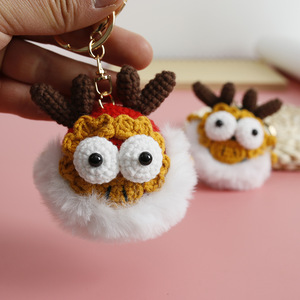 Nuevo colgante de cabeza de dragón tejido a mano en 2024, lindo llavero de lana tejido a crochet, muñeco artesanal para el Año del Dragón - Product Image 2
