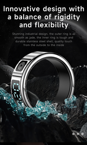 Anneau intelligent en acier inoxydable SR08, contrôle par application, suivi de la forme physique, écran d'affichage, comptage, mode sommeil, contrôle gestuel, batterie de 5 à 10 jours - Product Image 4