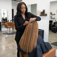 Extensions Naturelles Premium Décontractées en Brun Blond avec Texture Kinky Straight et Cheveux 100% Vierges Bruts d'un Seul Donneur