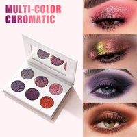 Palette de fards à paupières personnalisable 6 couleurs, super changement de couleur, 26 mm de rondure