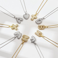 LUOYUNE Vente en gros Pendentif lettre en laiton plaqué or 18 carats avec zircon taille brillant, design personnalisé, style hip-hop, cadeau, direct usine