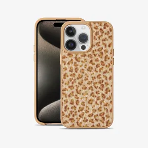Funda de teléfono de cuero cruzado de lujo con diseño de estampado de leopardo personalizado para iPhone 15 14 13 12 11 funda de teléfono de cuero de leopardo