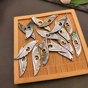 44x12mm đen môi vỏ lá quyến rũ tự nhiên Mẹ Ngọc Trai Mặt Dây chuyền mạ thủ công Tahitian hạt đối với trang sức làm khắc - Product Image 2