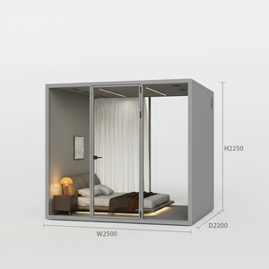 Cabine de <span class=keywords><strong>réunion</strong></span> multi-personnes insonorisée grise pour bureau, logement portable et mobile avec éclairage LED réglable en aluminium - Product Image 2