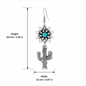 Orecchini Pendenti Vintage a Forma di Cactus e Girasole con Accento in Pietra Verde, Gioielli Creativi Botanici per Donne - Product Image 5