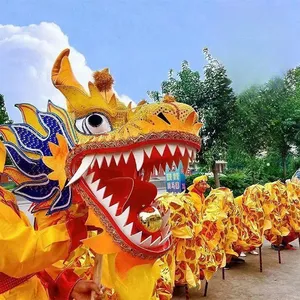 中国の旧正月ドラゴンダンスコスチュームドラゴンとライオンダンス中国のドラゴンランタン