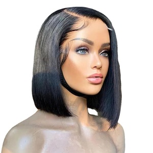 Nouveau produit - Perruque courte à dentelle frontale, cheveux raides, fibre synthétique haute température, <span class=keywords><strong>coiffure</strong></span> pompadour 13*4 - Product Image 3