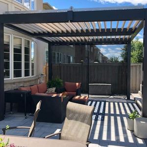 Điều Khiển Từ Xa OEM Hợp Kim Nhôm Rèm Chắn Gió Mái Hiên Gazebo Ngoài Trời Pergola - Product Image 5