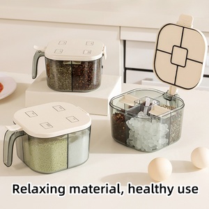 Plastic 5 Compartment Seasoning Box With Spoon Rectangle Shape Condiments Container Spic <b>Jar</b> Set for Kitchen - Product Image 6
