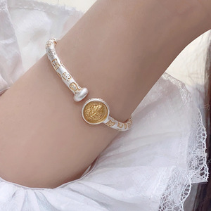 Brazalete Mantra chino <span class=keywords><strong>de</strong></span> seis caracteres grabado para mujer <span class=keywords><strong>Dios</strong></span> amarillo <span class=keywords><strong>de</strong></span> la riqueza <span class=keywords><strong>palabras</strong></span> auspiciosas brazalete para mujer joyería - Product Image 3