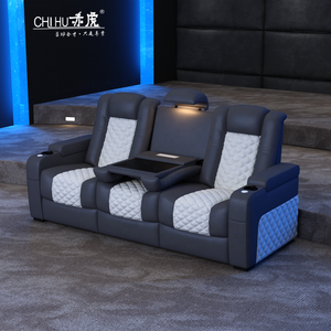 Sofá de Cine Multifuncional de Lujo de Foshan Furniture, Sillón Reclinable Eléctrico de Cuero <span class=keywords><strong>Real</strong></span> con Masaje, Sillas de Cine Personalizadas - Product Image 1