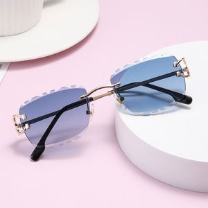Lunettes de soleil rétro 2025 personnalisées avec logo, verres irréguliers sans monture, protection UV400, branches en alliage, forme carrée, pour hommes et femmes - Product Image 1