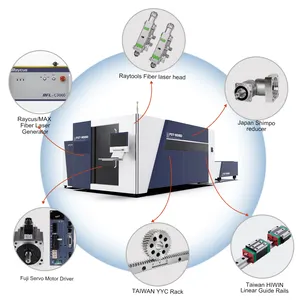 Pleeglaser Fabriek Plaatwerk Koolstofstaal Aluminium Roestvrij Staal FST-3015E 6025 Ingesloten Fiber Lasersnijmachine