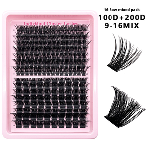 <span class=keywords><strong>Cils</strong></span> semi-artisanaux 12 rangées, à auto-greffage, DIY, en grappe dense segmentée, 30D 40D 60D 80D 100D, style européen-américain pour le commerce extérieur - Product Image 4
