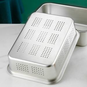 Colador Rectangular Grande de Acero Inoxidable 201 de 40*30cm, Colador para Fregadero de Cocina, Cesta de Drenaje Metálica, Tazón Colador. - Product Image 6