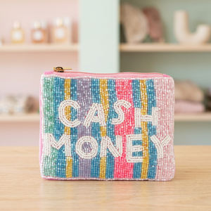 Porte-monnaie en coton perlé personnalisé, couleurs mélangées, rayures brodées, pochette zippée carrée, mini sac à monnaie tendance pour usage quotidien - Product Image 3