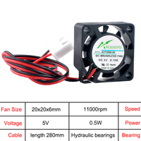 Kipas Pendingin Ultra-Tipis 2cm 20mm ACP2006 20x20x6mm 2Pin DC5V/12V/24V 0.10A Catu Daya Printer Mikro Raspberry Komputer Plastik