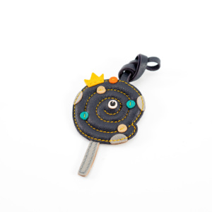 Colorful <b>Swirl</b> <b>Lollipop</b> Leather Keychain Charm with Crown Detail - Product Image 6