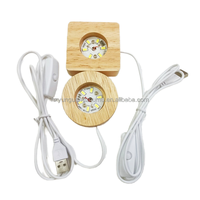 Veilleuse LED 3D USB personnalisée Gravure sur socle en bois blanc chaud RVB pour base en bois Acrylique Socle rectangulaire ovale en bois pour Noël
