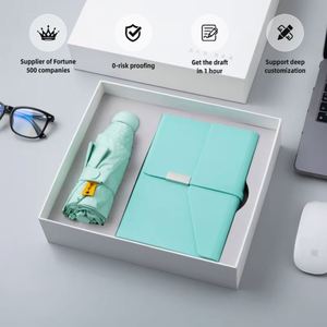 FUXI Brand Custom Logo Business <b>Gift</b> Set Mini Foldable Umbrella A5 Notebook Modern Cloth Promotional <b>Office</b> Use Novelty <b>Gifts</b> - Product Image 1