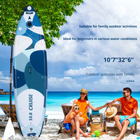 Planche de paddle gonflable professionnelle personnalisable de 325 cm, camouflage bleu océan, pour le surf et le tourisme