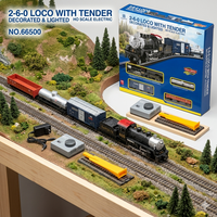 Kit Model Kereta Api Diecast Skala HO Lokomotif Uap Klasik dengan Rel dan Gerbong Logam