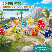 Vashine Figurine de dinosaure miniature imprimée en 3D, mignonne et colorée, style dessin animé, pour décoration de bureau, cadeau dragon 'ugly-cute'