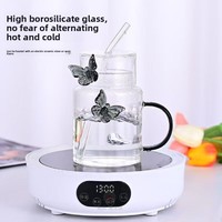 Gobelet en verre borosilicate rose monocouche de haute qualité avec paille papillon pour filles, idéal pour jus, lait, thé, eau - Usage domestique