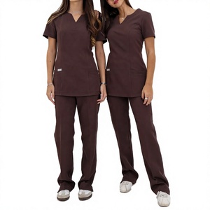 <span class=keywords><strong>Enchi</strong></span> Neue OEM Medizinische Arbeitskleidung Maßgeschneiderte Spandex/Polyester Stretch-Reißverschluss-Oberteil Gerade Hose Krankenhausuniform für Frauen Pflegepersonal - Product Image 4