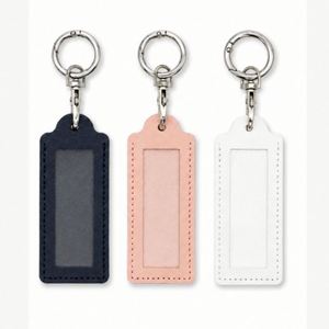 Petite Rectangular Needlepoint <b>Charm</b> Keychain Idol Photo Holder Sewing Canvas Storage with <b>Keyring</b> Portable - Product Image 1