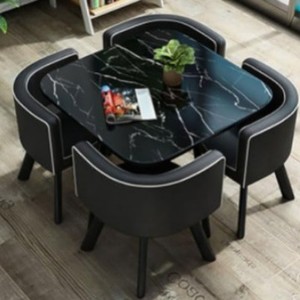 Juego de Mesa de <span class=keywords><strong>Comedor</strong></span> Moderno de Piedra que Ahorra Espacio con <span class=keywords><strong>4</strong></span> Sillas |   Mesa de Cocina para Apartamento Hideaway |   Conjunto de Muebles para Recepción de Hotel - Product Image 4