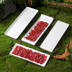 Plateaux de service en mélamine pour restaurants, hôtels, buffets, plats chauds, présentation de bœuf frais, couleur unie, vaisselle rectangulaire - Product Image 1