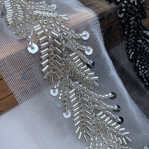 Trong Kho Bán Buôn Máy Thêu Ren Mã Thanh Bead Ống Sequins Tay Đính Cườm Lưới Ren <span class=keywords><strong>Trim</strong></span> Cho Phụ Kiện May Mặc Lưới - Product Image 3