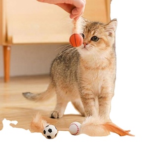 Jouet interactif pour chat avec plumes : balle en caoutchouc rebondissante pour chats coquins - Idée cadeau promotionnelle - Product Image 2