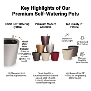 Certified Supplier Decorative Round Plastic Self Watering Pots for Succulents Orchids Custom Logo Accepted Bulk Sales Wholesale - Product Image 3