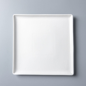 Impression personnalisée Piatto <span class=keywords><strong>di</strong></span> porcellana piatti ristorante occidentale céramique <span class=keywords><strong>bianca</strong></span> Piatto da pranzo quadrato - Product Image 1