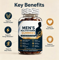 Monk Fruit Erythritol, zonder maïssiroop, vegan, vegetarisch, gelatinevrij, zoet met stevia, multivitamine gummies voor mannen