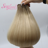 Extensions de cheveux humains vierges Remy, 100% double tirage, trame plate cousue à la main, trame machine Genius, vente en gros d'usine
