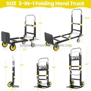 Chariot à main robuste 3-en-1 en alliage d'aluminium avec plateforme à 2 roues pour déménagement et stockage professionnels (60x90cm) - Product Image 4