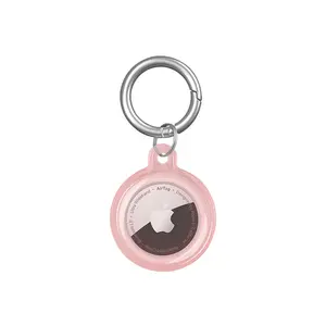 Dog Collar Air Tag Keychain With Metal Keyring Custom Pink Silicone Luggage Protector Case