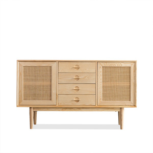 Style Rattan Furniture Rattan Storage Cabinet 2 Door Living Room Wooden High Quality European Wood Modern 3 Years Soild Wood