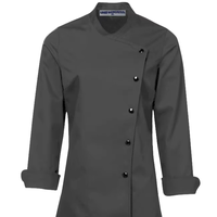 Uniforme de Chef Personnalisé OEM à Manches Longues en Mélange Coton/Polyester Respirant, Gaufré, Unisexe, Lavable, Fermeture Boutonnée, pour Restaurants