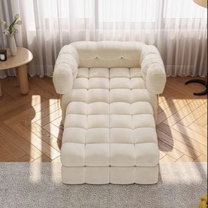 Sofá de tela abullonada de estilo crema, pequeño apartamento, dormitorio, sala de estar, sofá <span class=keywords><strong>cama</strong></span> individual de doble propósito plegable para sentarse y dormir - Product Image 3