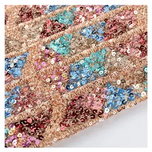 ล่าสุดแฟชั่นออกแบบdangleเลื่อมbling Mintสีเขียวผ้าลูกไม้sequinsโลหะLurexผ้าเลื่อม