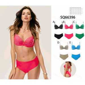 Costume da bagno bikini a triangolo da donna, due pezzi, estivo, da spiaggia, con reggiseno all'americana e slip a vita alta con laccetti laterali, taglie S-XL, all'ingrosso 66396 - Product Image 1