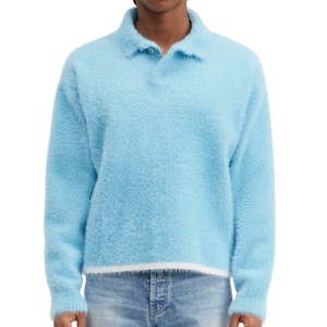 <span class=keywords><strong>Pull</strong></span> Polo Homme en Tricot Moelleux et Doux à Col Polo, Style Mohair Brossé en Fausse Fourrure, Confectionné par un Fabricant OEM de Tricots Personnalisés - Product Image 1