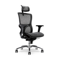 Chaise de bureau ergonomique en maille avec accoudoirs 4D, appui-tête réglable, inclinaison à 135 degrés, chaise de bureau informatique avec repose-pieds