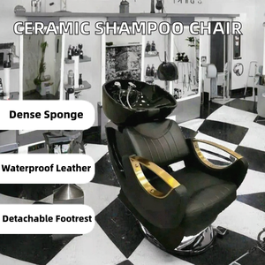 Ensemble portable de fauteuil de lavage et de lavabo en céramique avec lit de spa pour salon de beauté - Usage professionnel en salon - Product Image 2