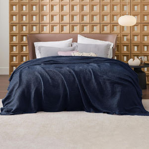 Lightweight Cotton <b>Fleece</b> Waffle Weave All-Season Soft Blanket Breathable Skin Friendly Eco-friendly Printed Pattern Summer - Product Image 2