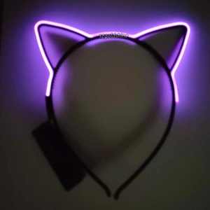 Diadema con orejas de gato LED al por mayor, <span class=keywords><strong>banda</strong></span> para el pelo con luz luminosa y efecto intermitente para Halloween, Navidad, Año Nuevo - Product Image 1